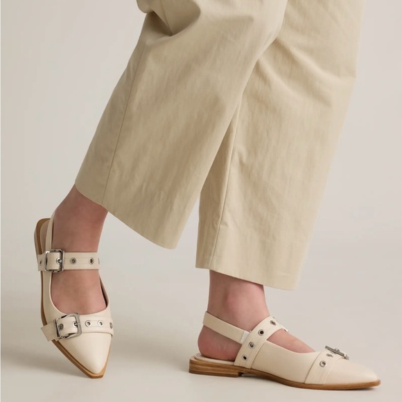 Quince Shoes - Quince Cream Buckle Loafers size 9